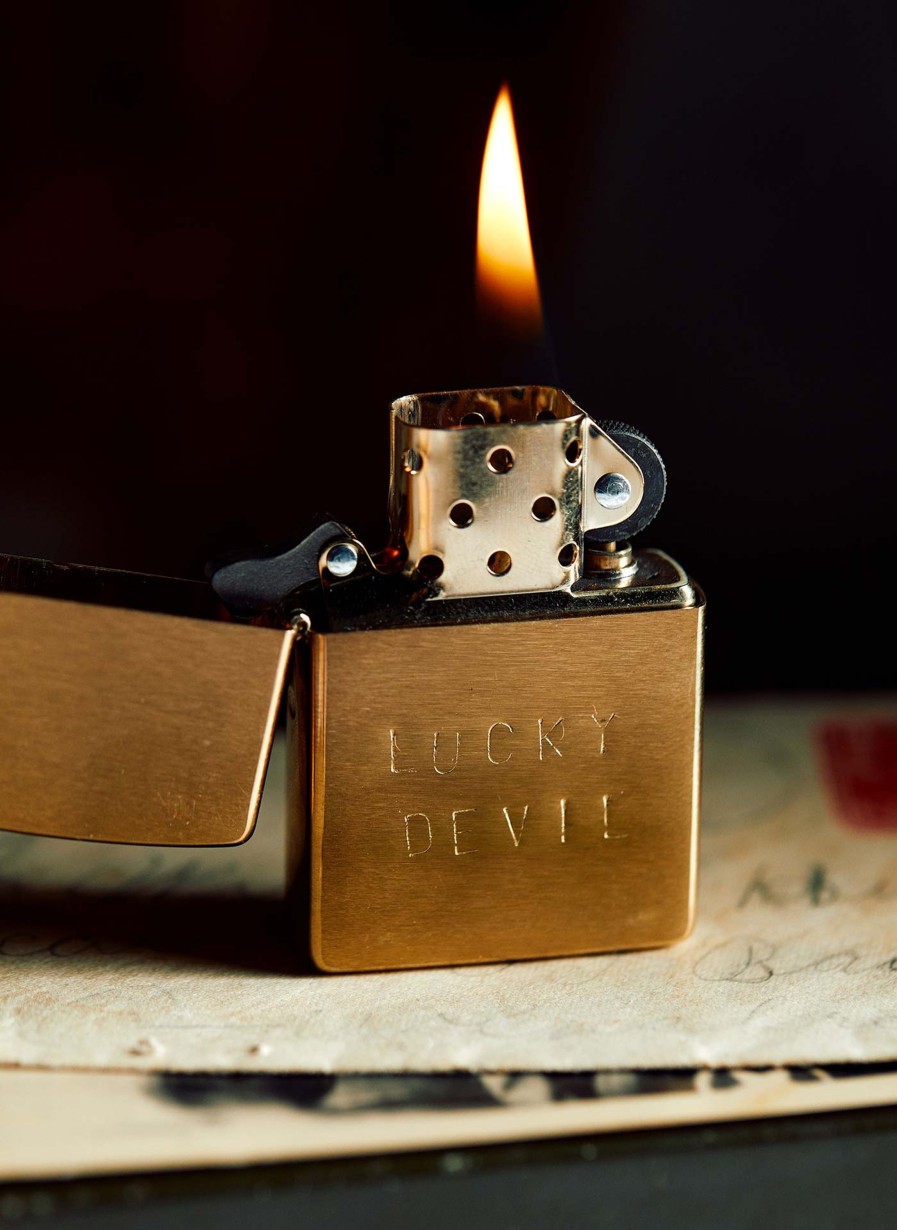 i+w accessories Hand Stamped "Lucky Devil" Zippo Home Goods