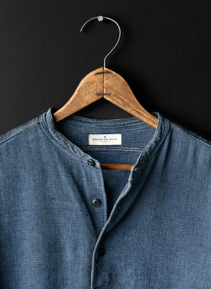 i+w woven shirts Inez In Faded Blue Palisade Shirts