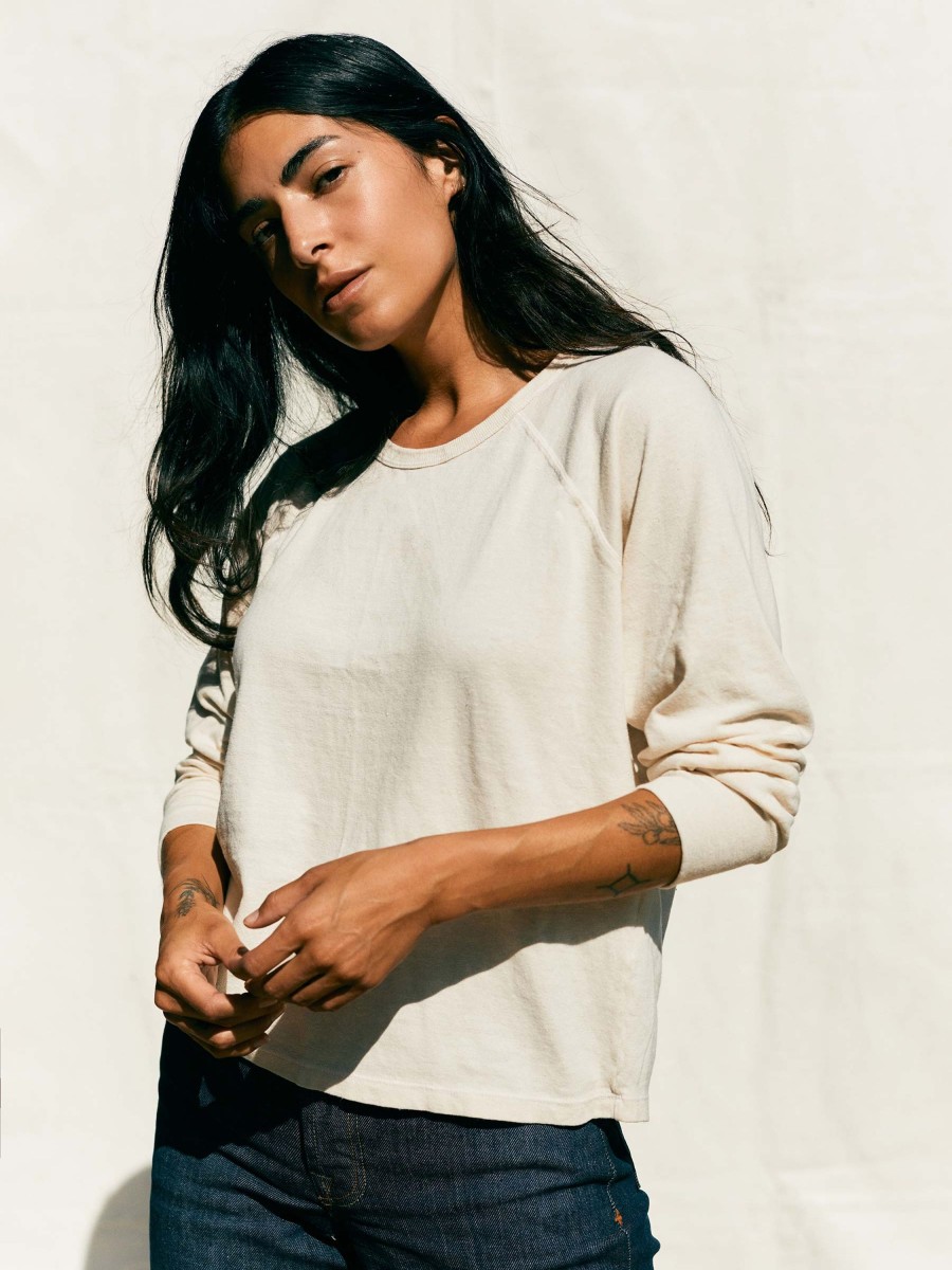 i+w knits The Long Sleeve Raglan In Vintage White Knits & Sweaters