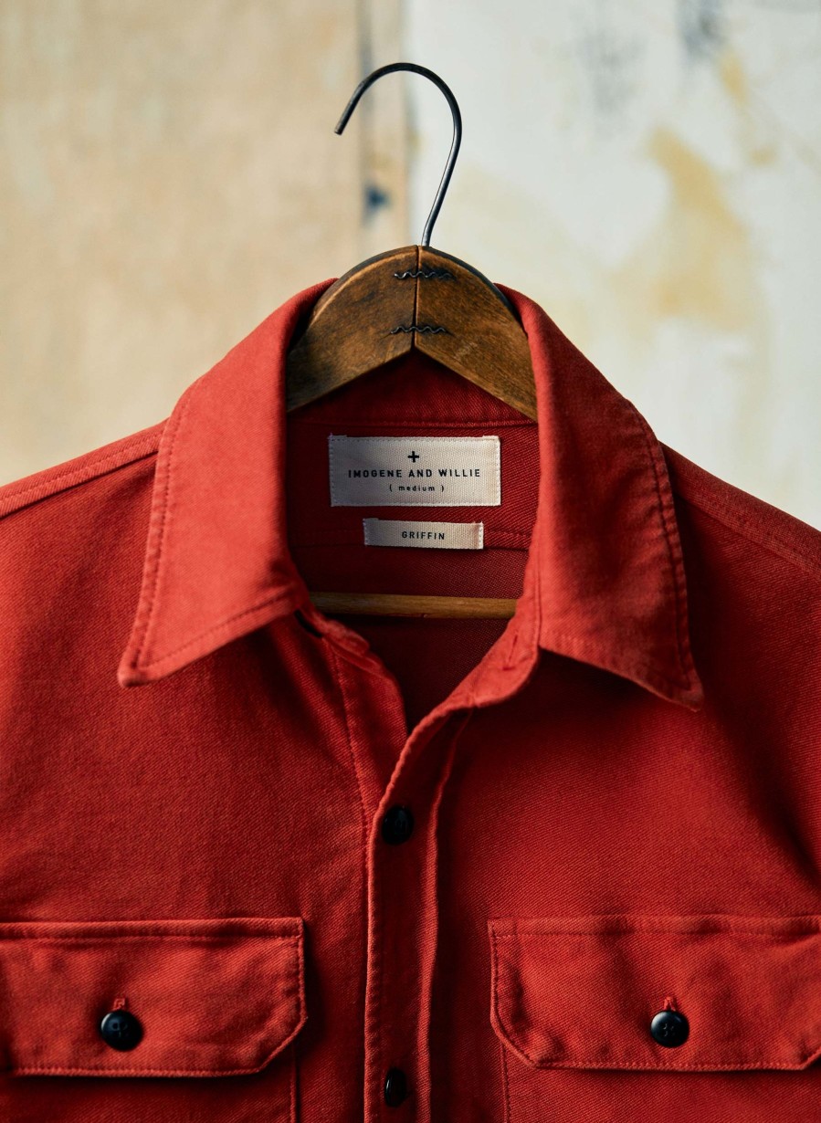 i+w woven shirts The Griffin Workshirt In Faded Red Shirts