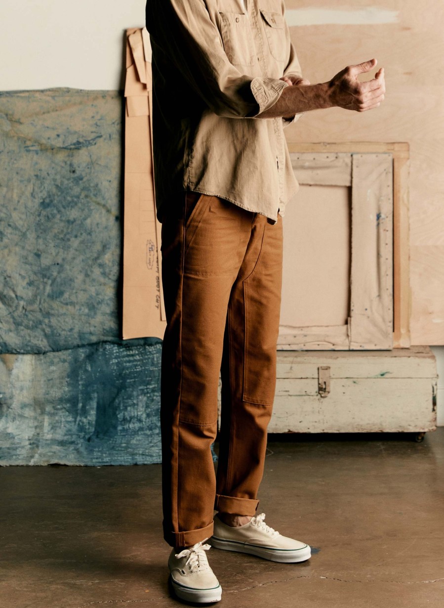 i+w non-denim bottoms Hencye Canvas Workpant In Brown Pants & Shorts