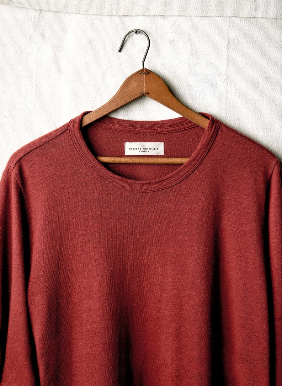 i+w knits Long Sleeve Faded Carmine Crew Knits & Sweaters