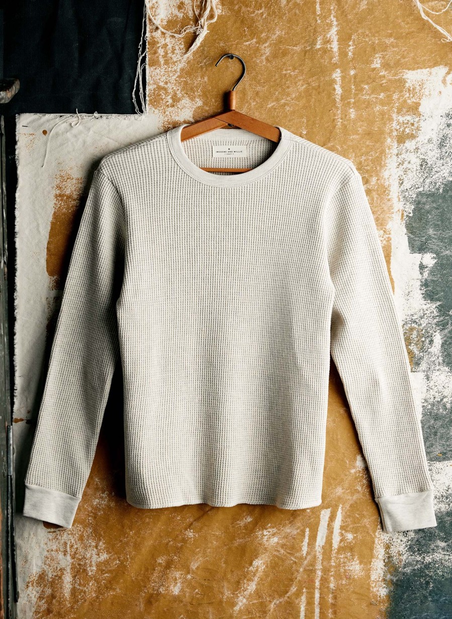 i+w knits The Long Sleeve Thermal Crew In Ash Knits & Sweaters