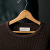 i+w knits The Long Sleeve Thermal Crew In Brown Knits & Sweaters