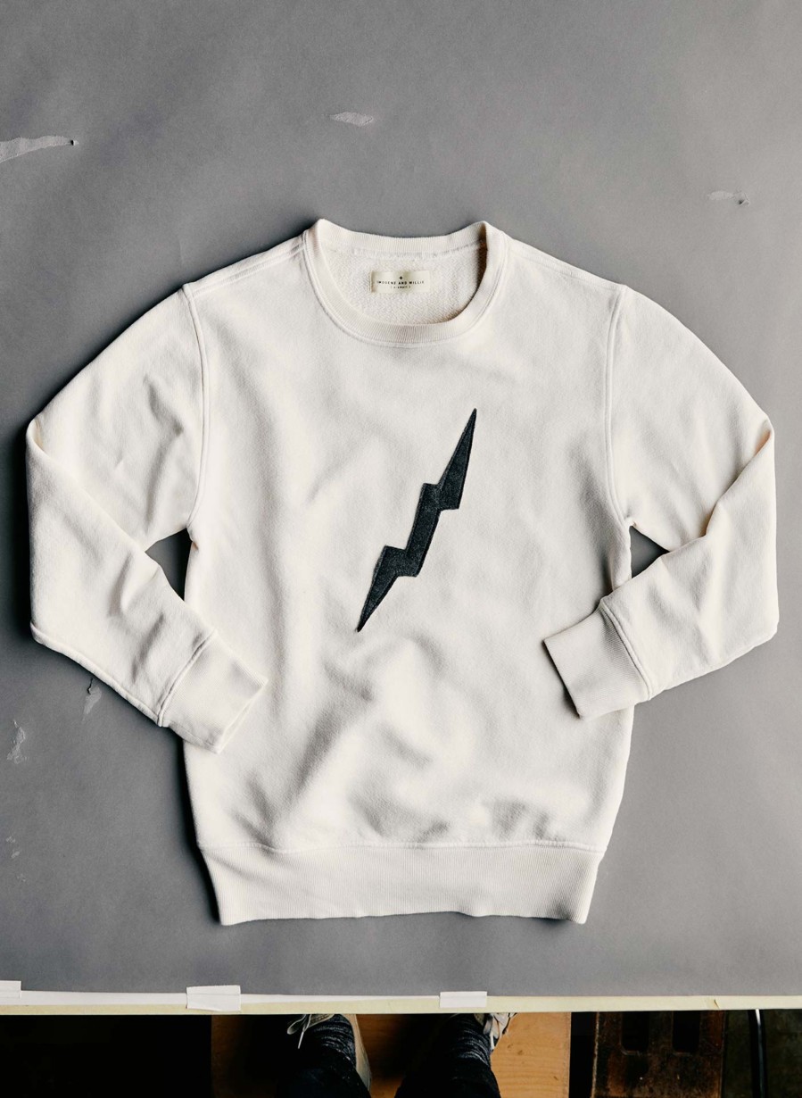 i+w knits The "Bolt" Sweatshirt In White Knits & Sweaters