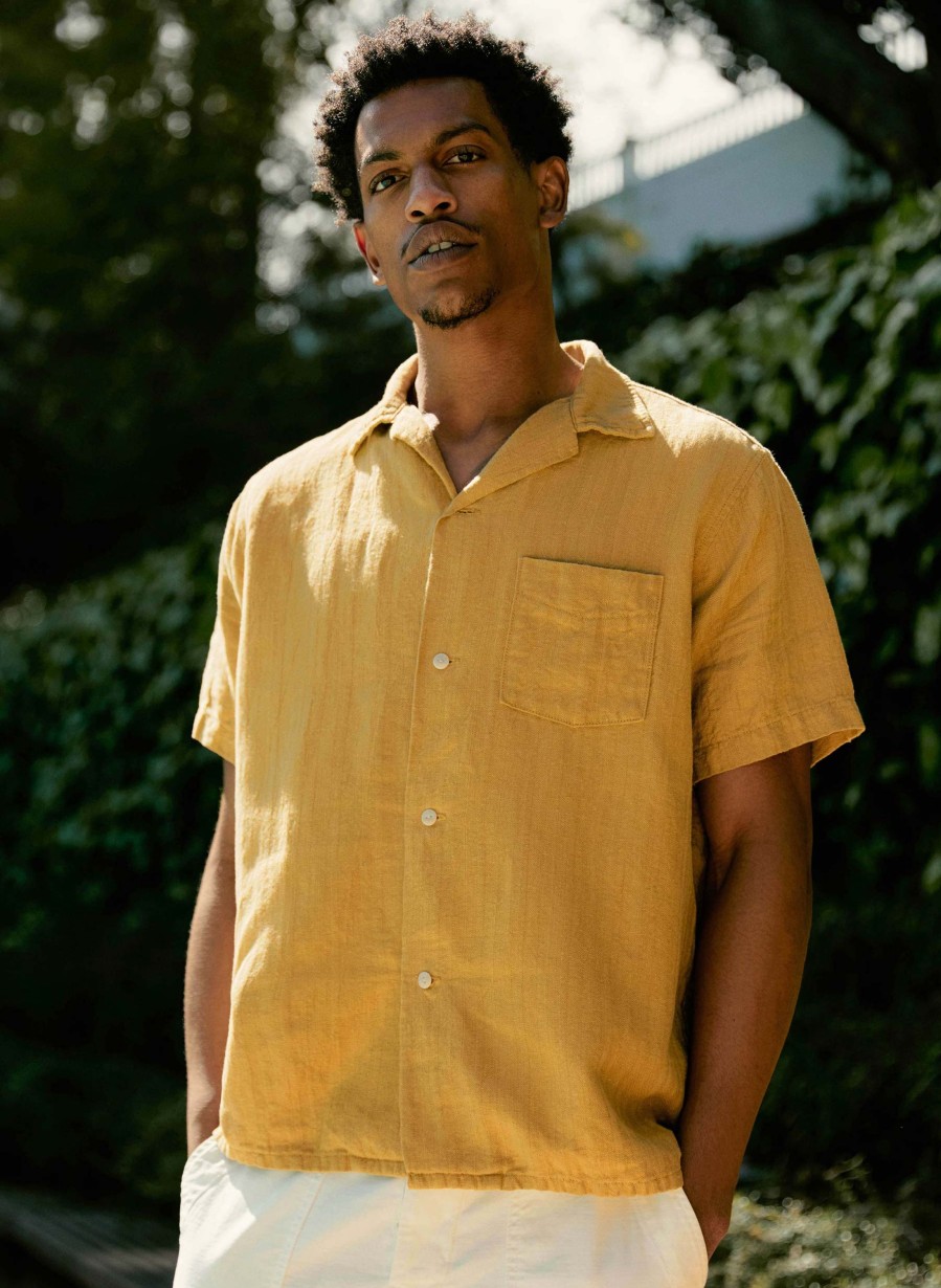 i+w woven shirts The Serra Camp Shirt In Gold Shirts