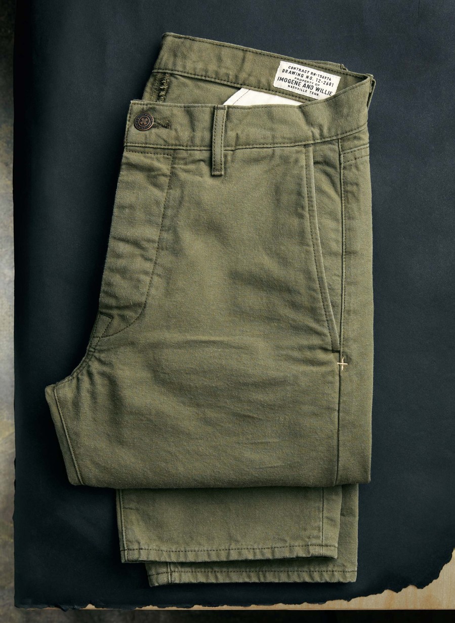 i+w non-denim bottoms Oscar Washed Olive Canvas Pants & Shorts