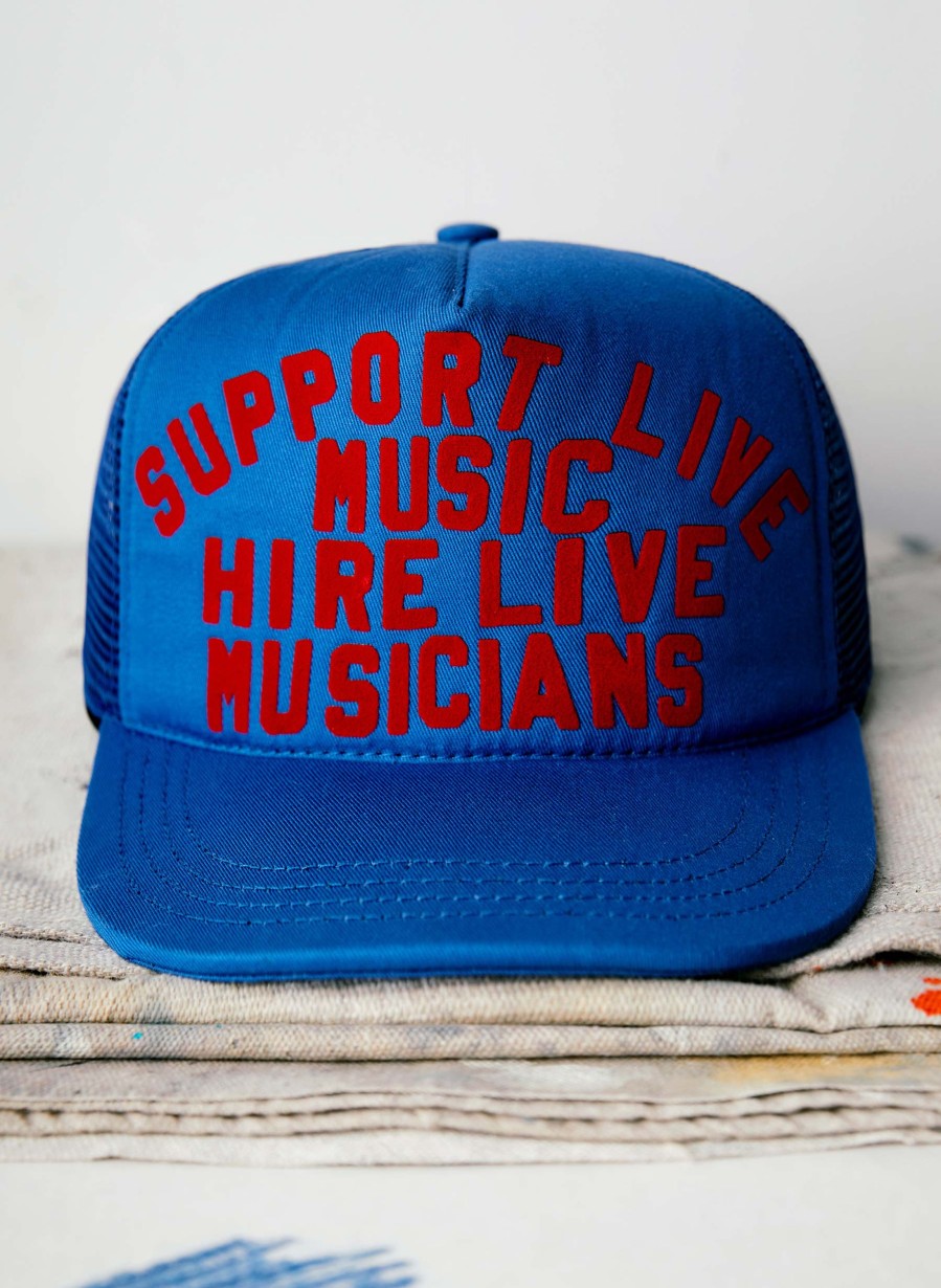 3rd party-union wear The "Support Live Music" Trucker In Blue Accessories