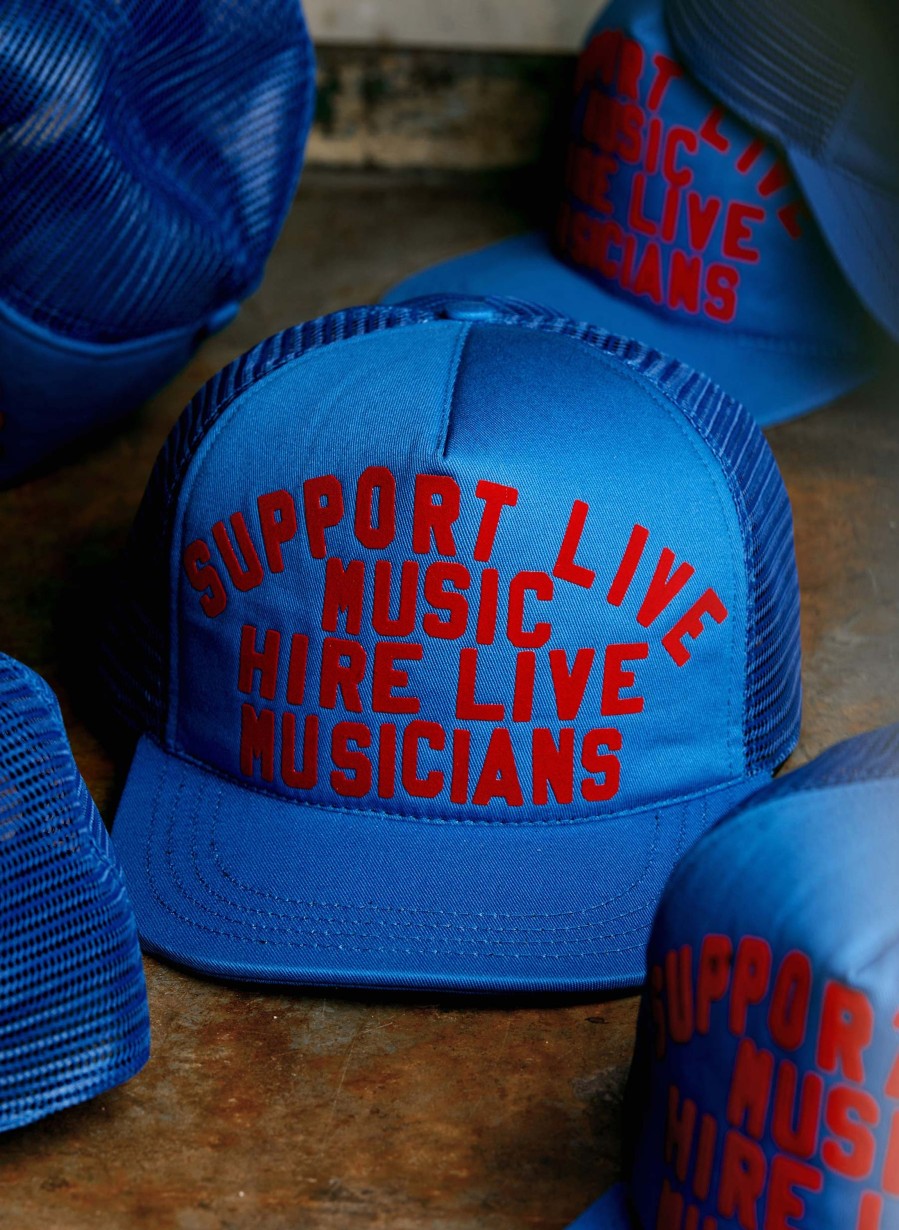 3rd party-union wear The "Support Live Music" Trucker In Blue Accessories