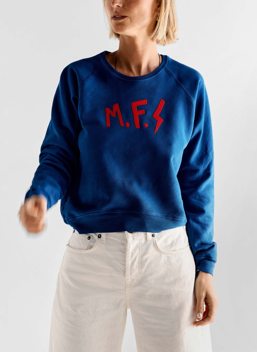 i+w knits The "Mf" Sweatshirt In Klein Blue Knits & Sweaters