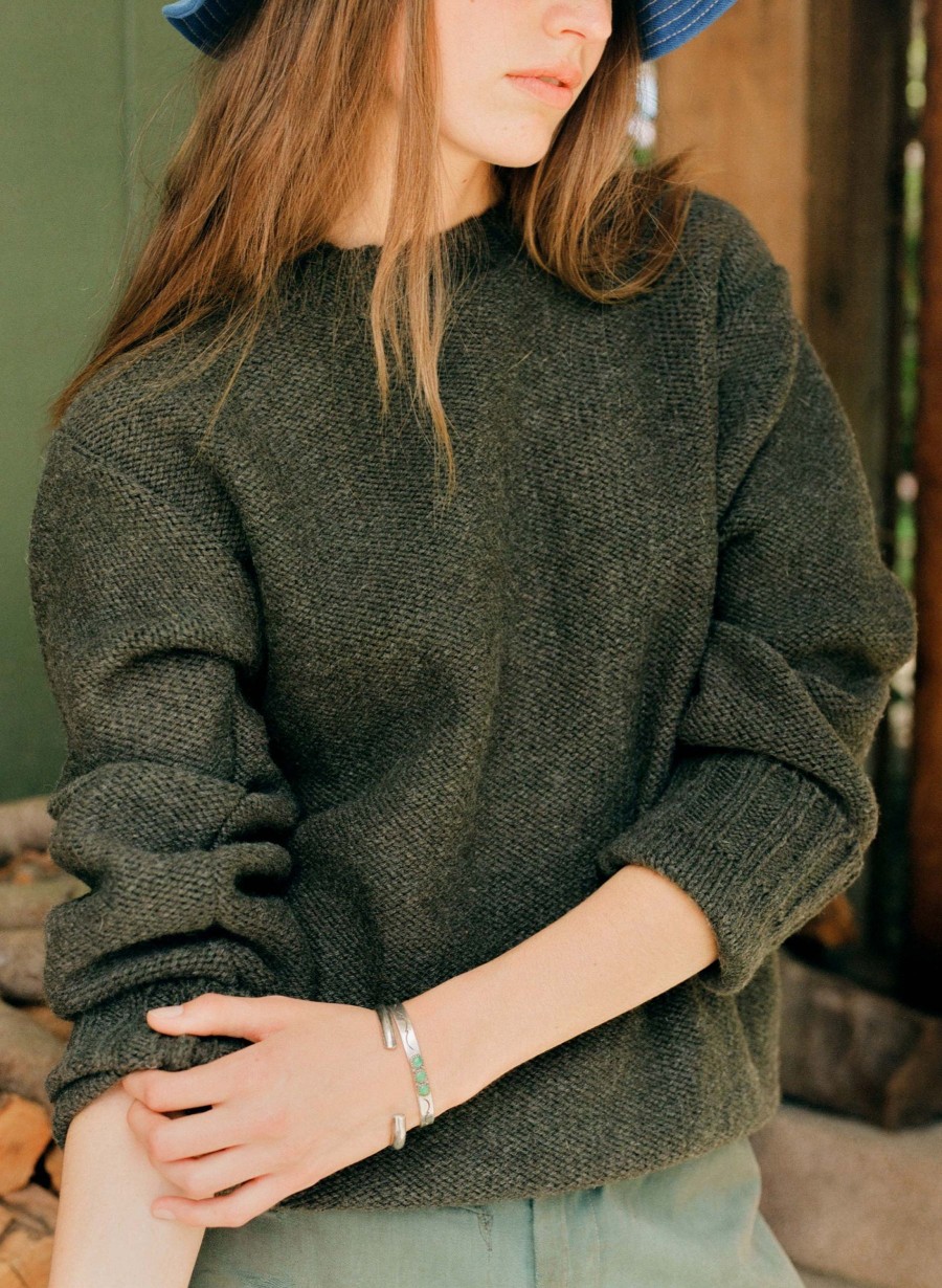 i+w knits The Fisherman Crew In Spruce Knits & Sweaters