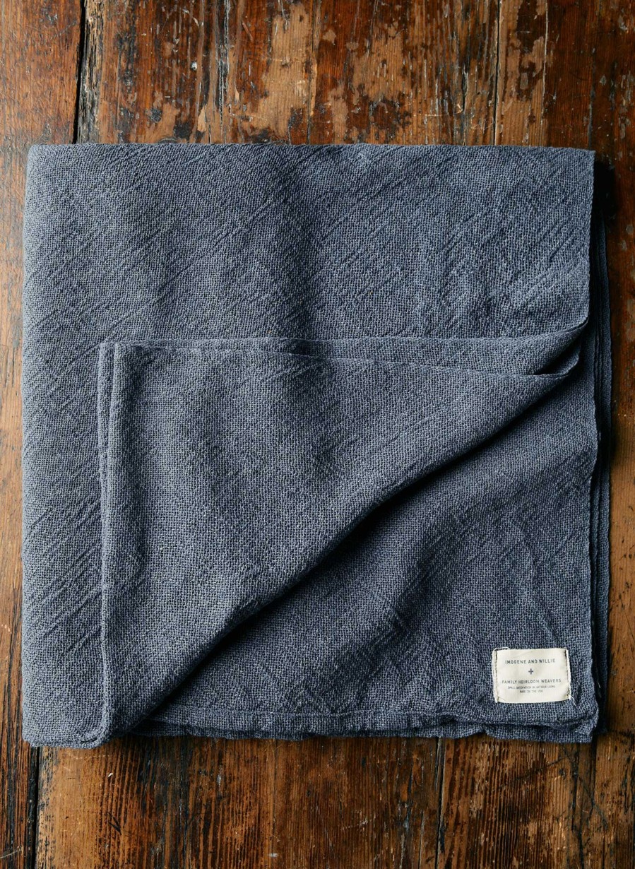 i+w home goods I+W X Family Heirloom Weavers Cotton Throw In Indigo Home Goods