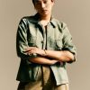 i+w outerwear Military Shirt Jacket In Fatigue Green Shirts