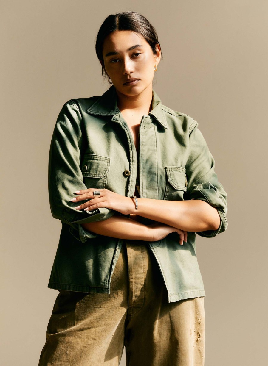 i+w outerwear Military Shirt Jacket In Fatigue Green Shirts