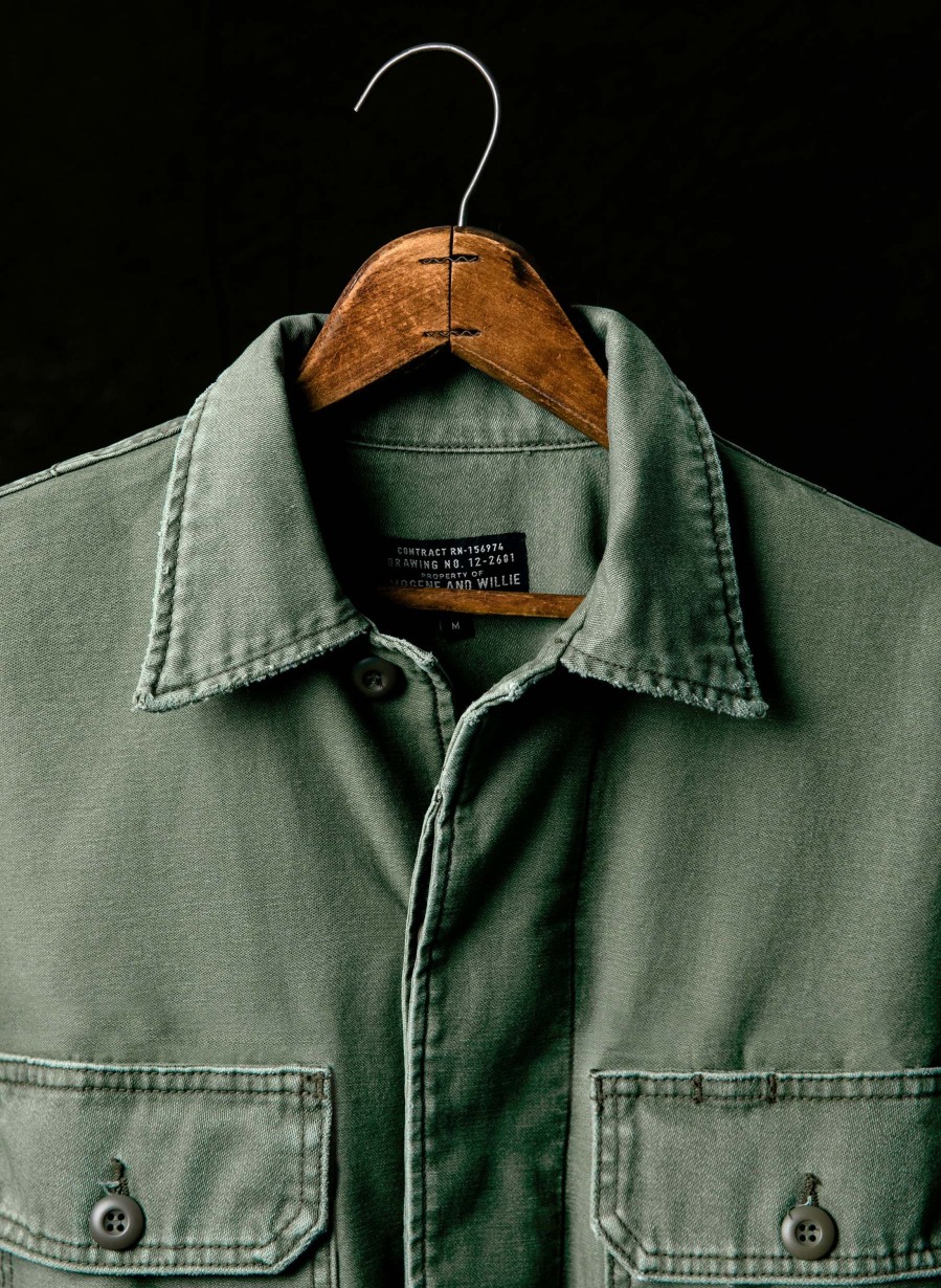 i+w outerwear Military Shirt Jacket In Fatigue Green Shirts