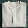 i+w knits The Knit Waffle Henley In Vintage White Knits & Sweaters