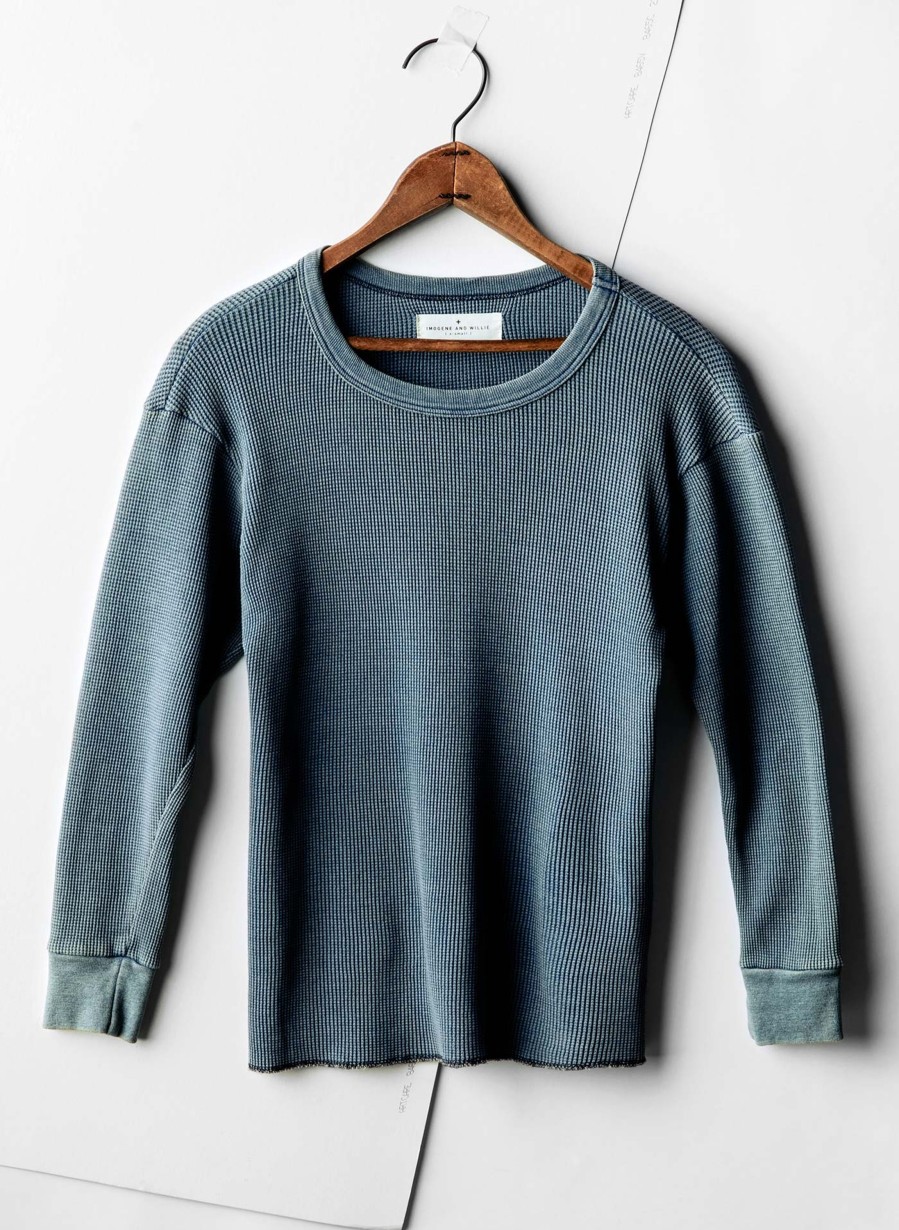 i+w knits The Sunfaded Indigo Waffle Thermal Knits & Sweaters