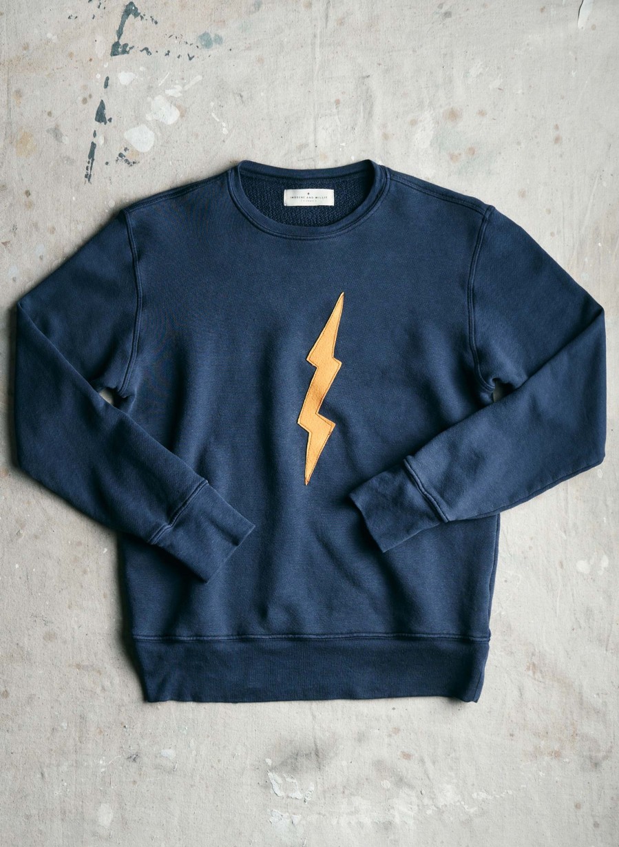 i+w knits The "Bolt" Sweatshirt In Faded Navy Knits & Sweaters