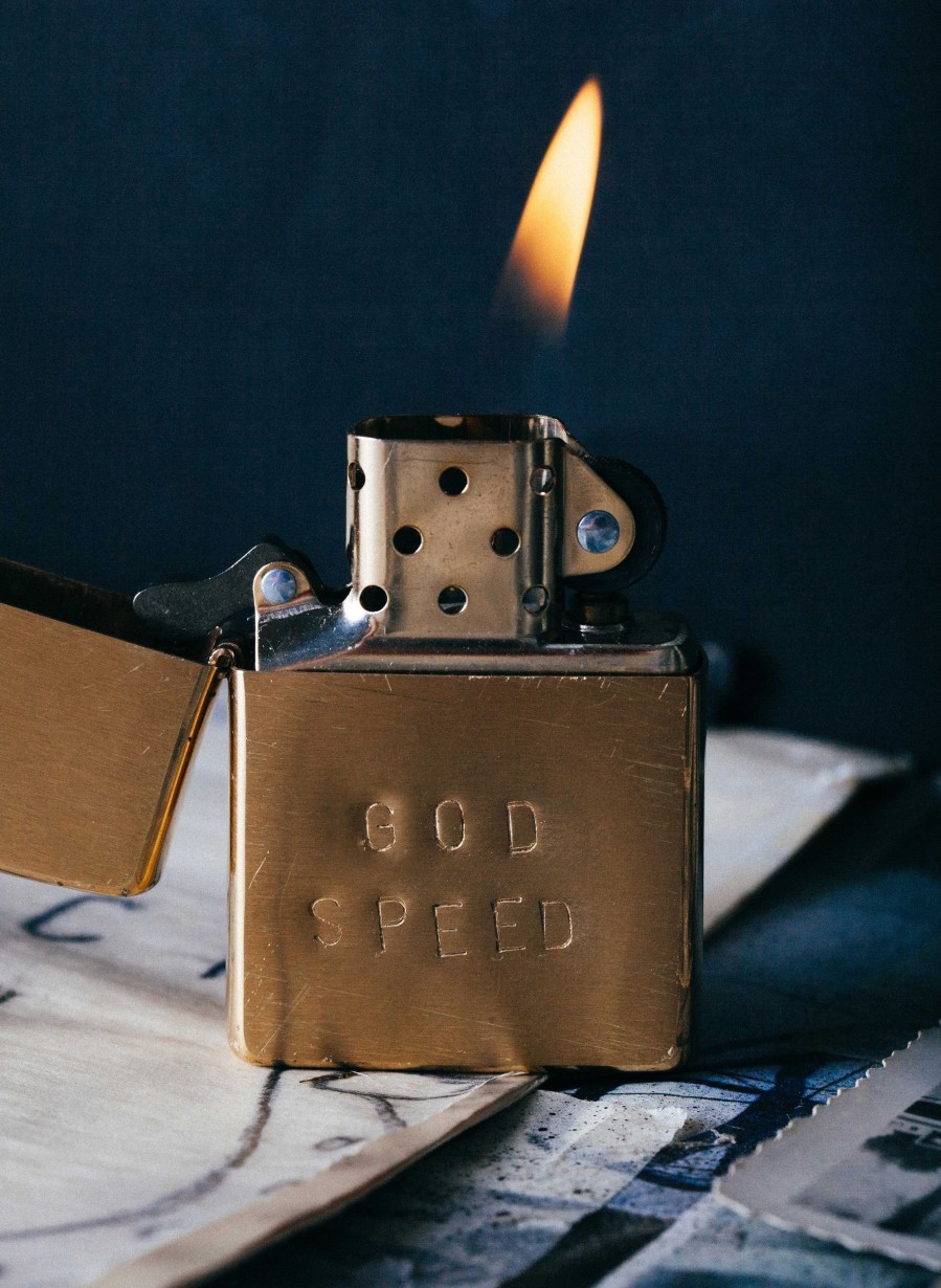 i+w accessories Hand Stamped "Godspeed" Zippo Home Goods