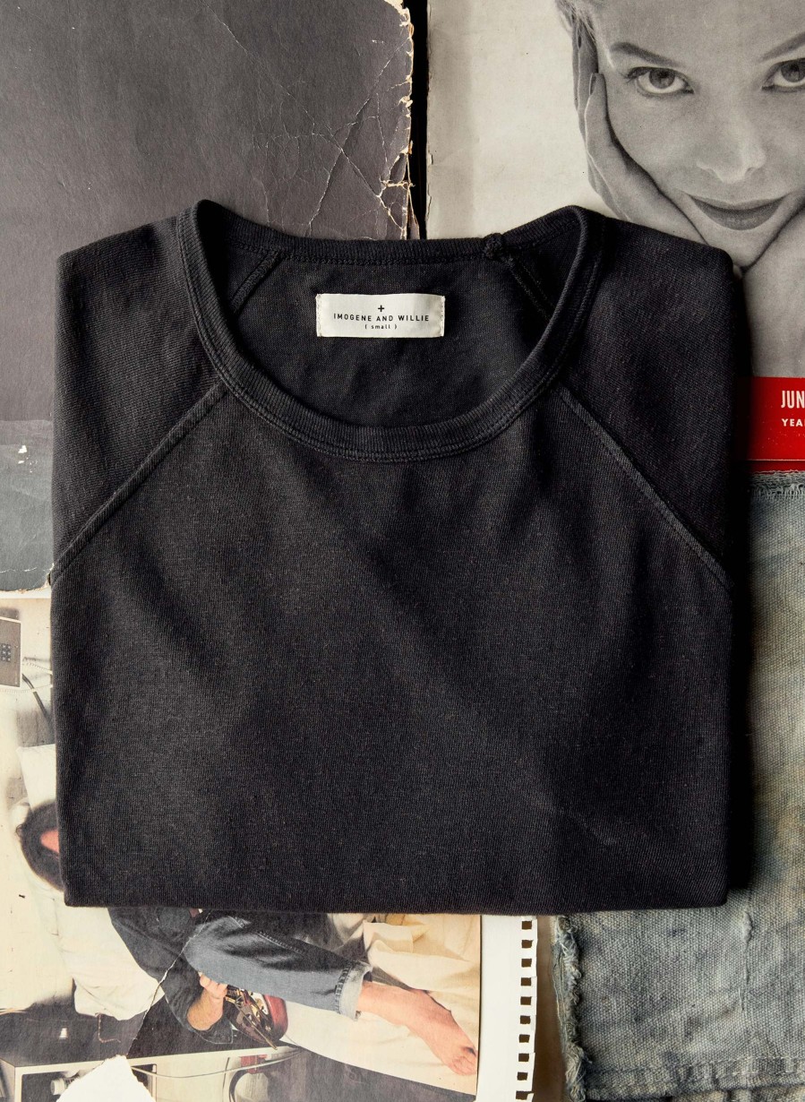 i+w knits The Long Sleeve Raglan In Faded Black Knits & Sweaters