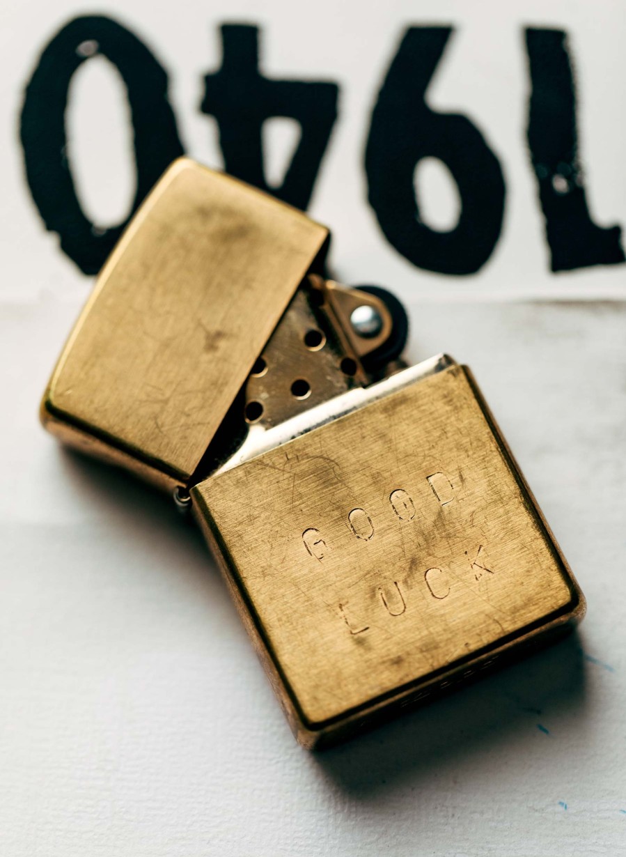 i+w accessories Hand Stamped "Good Luck" Zippo Home Goods