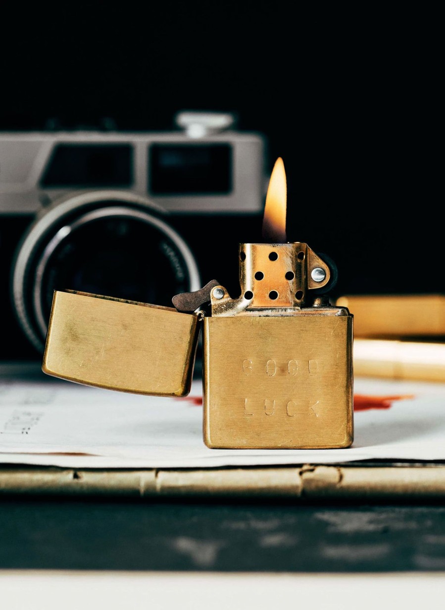 i+w accessories Hand Stamped "Good Luck" Zippo Home Goods