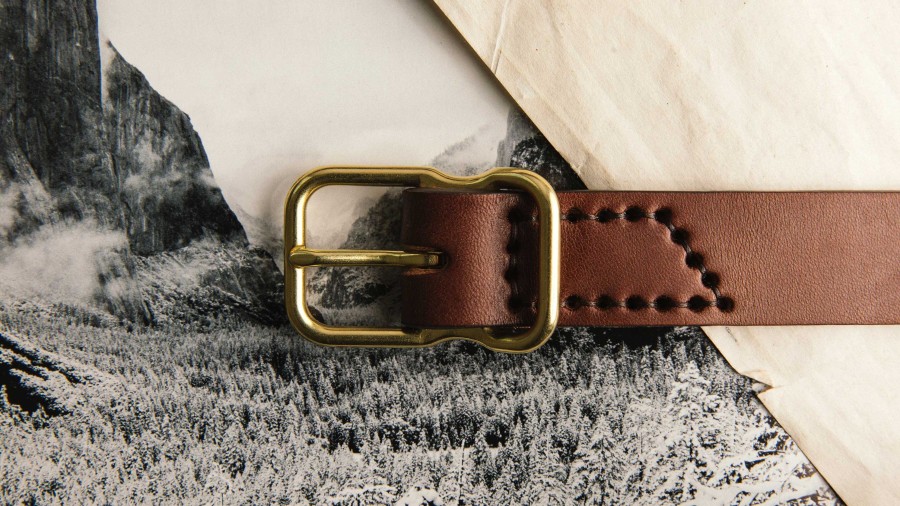 3rd party-emil erwin Emil Erwin Narrow Signature Belt In Walnut Accessories