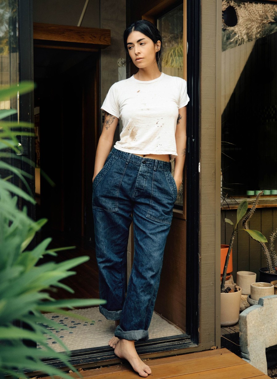 i+w non-denim bottoms Blake Military Trouser In Washed Indigo Pants & Shorts